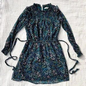LOFT Floral smocked tie dress